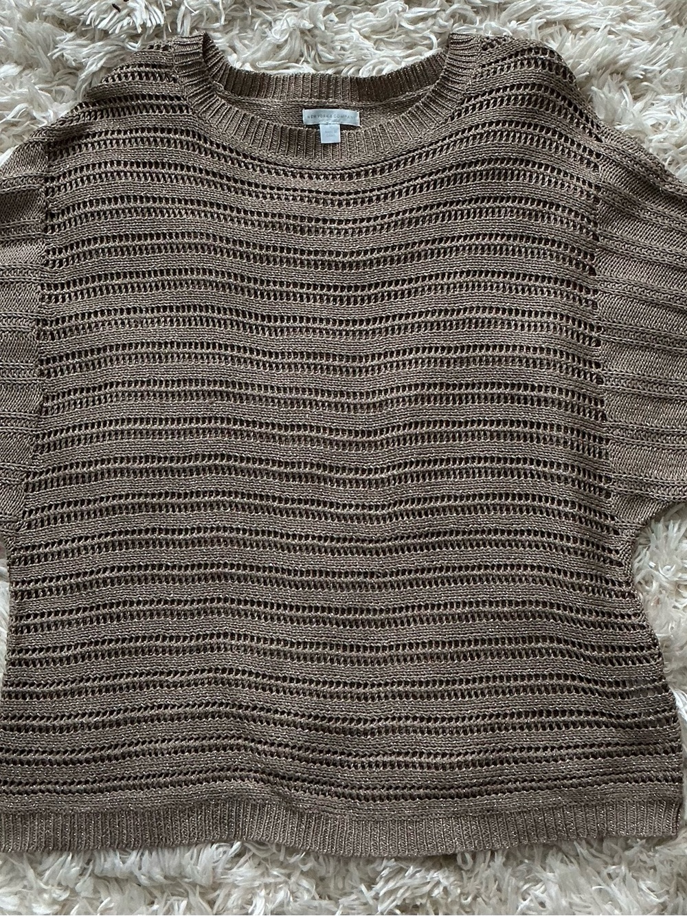 New York & Company Men's Open-Knit Crewneck Sweater in Taupe Brown